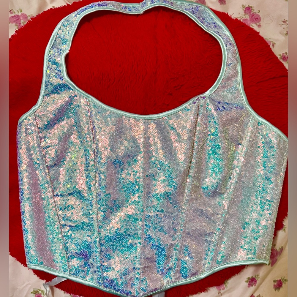 Glamorous Silver and Blue Cosmetic Case